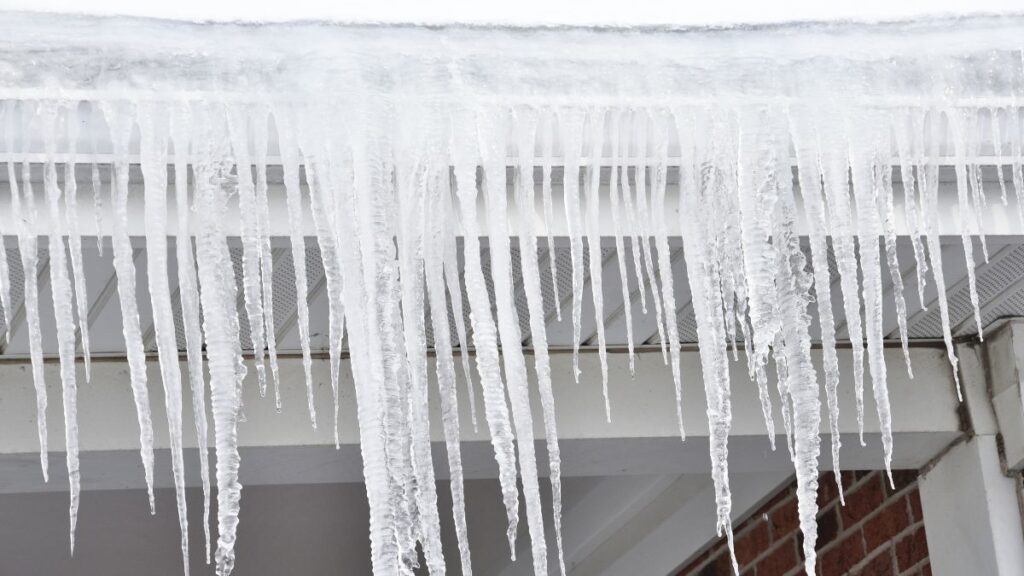 Icicles on the Roof Gutter