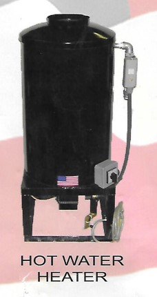 a black hot water heater for pressure washing equipment